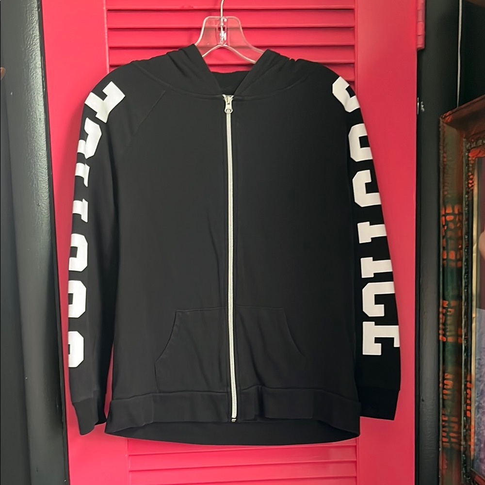 Justice Black and White Zip-Up Hoodie